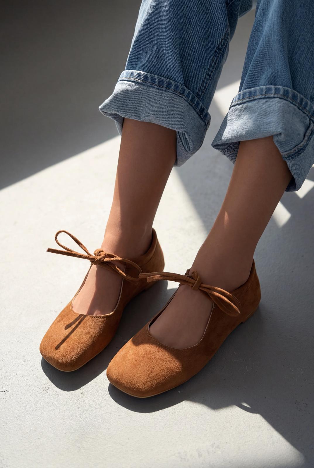 Belith Taba Süet Kadın Babet - ILOVESHOES