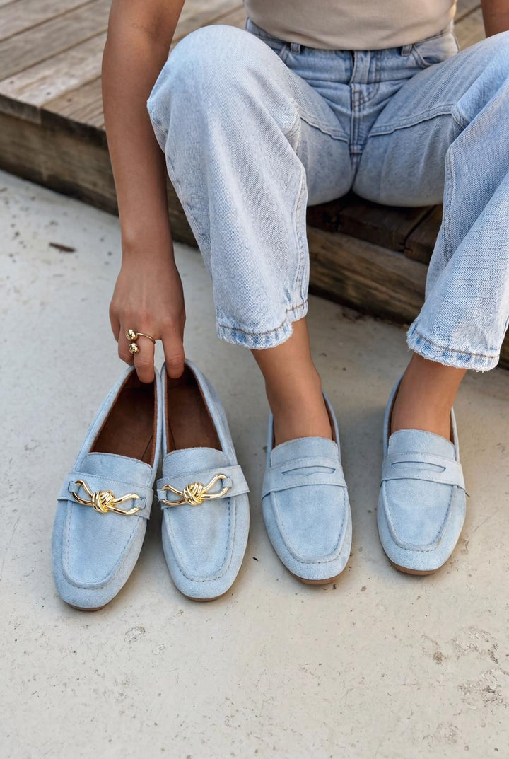 Avelis Kadın Loafer Bebek Mavisi Süet Fiyonk Detaylı - ILOVESHOES