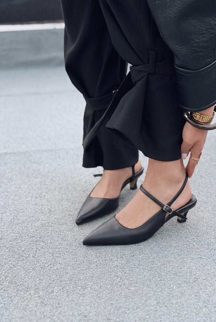 Torev Siyah Mat Deri Kadın Stiletto - ILOVESHOES