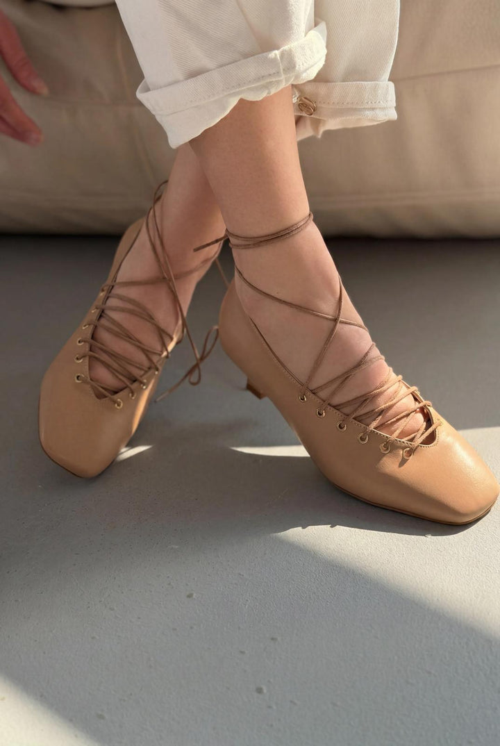 Sernis Nude Mat Deri Kadın Topuklu Ayakkabı - ILOVESHOES