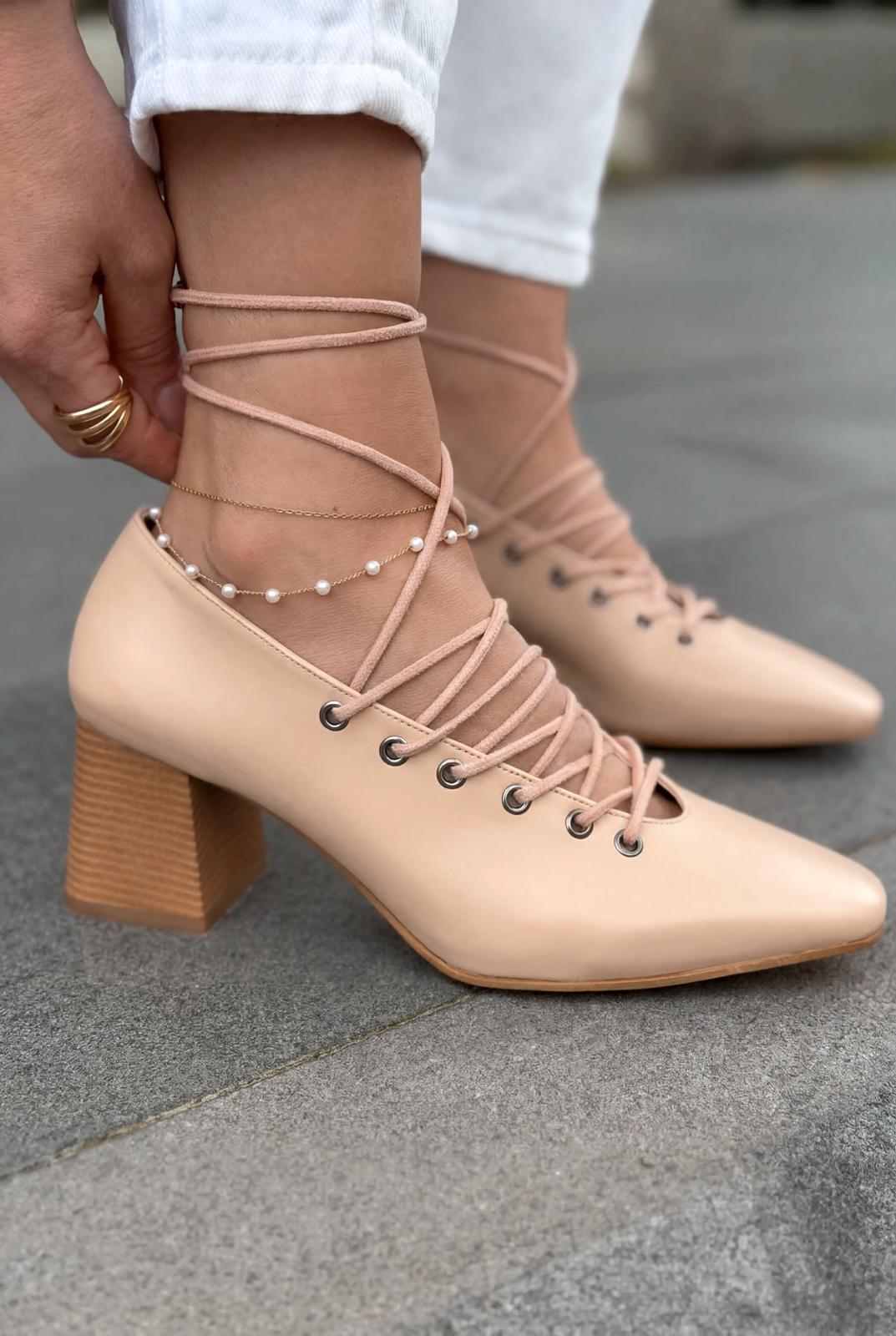 Temora Topuklu Ayakkabı Nude Mat Deri - ILOVESHOES