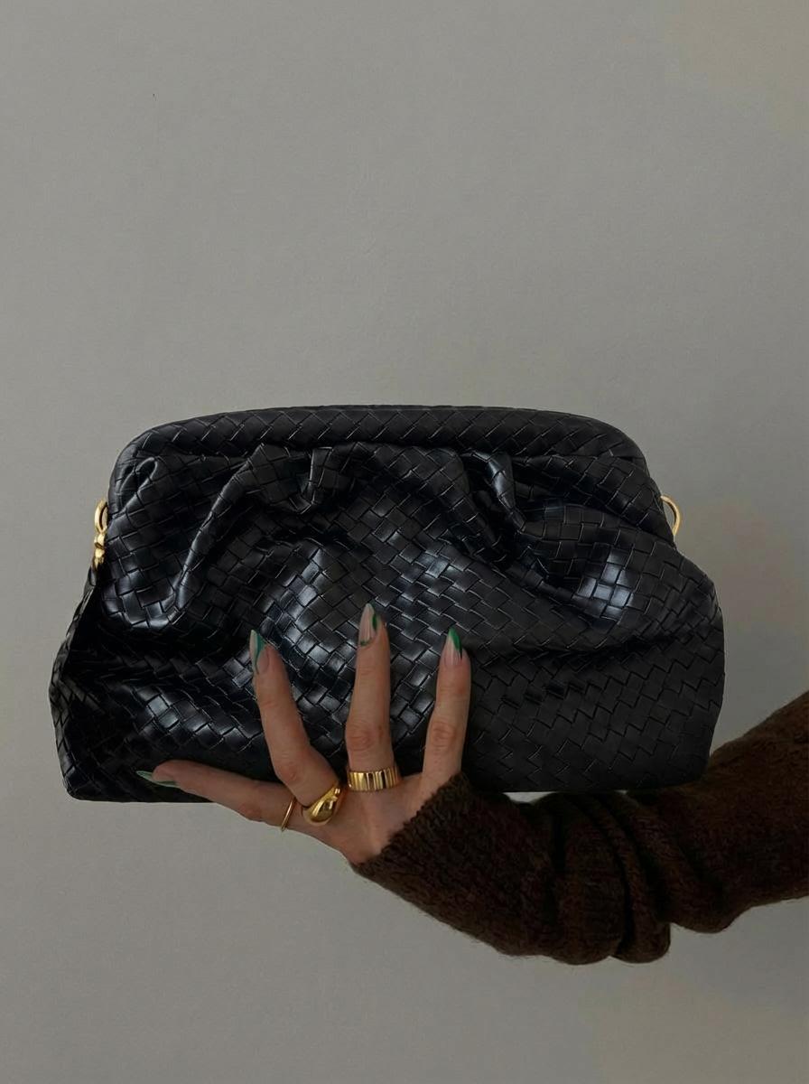 Lurine Kadın Clutch Çanta Siyah Mat Deri - ILOVESHOES