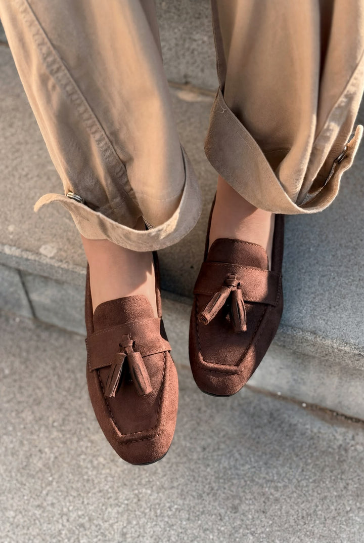 Olena Kadın Loafer Acıkahve Süet - ILOVESHOES