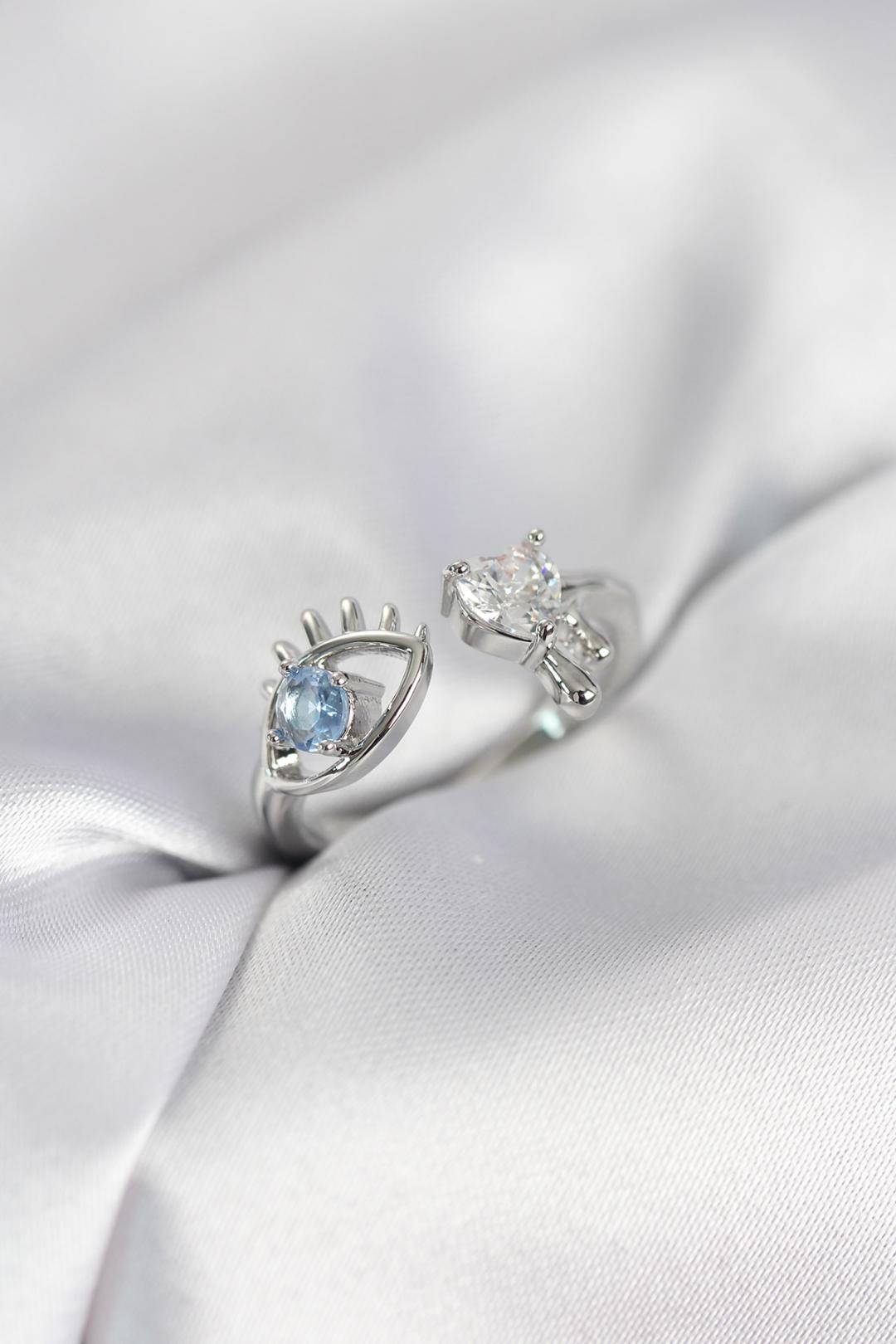 ILS - 1086 Kadın Yüzük Gümüş Pirinç Zirkon Taşlı - ILOVESHOES