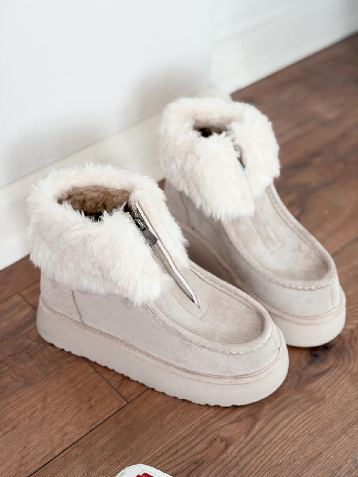 Molira Kadın İçi Tüylü Bot Bej Süet