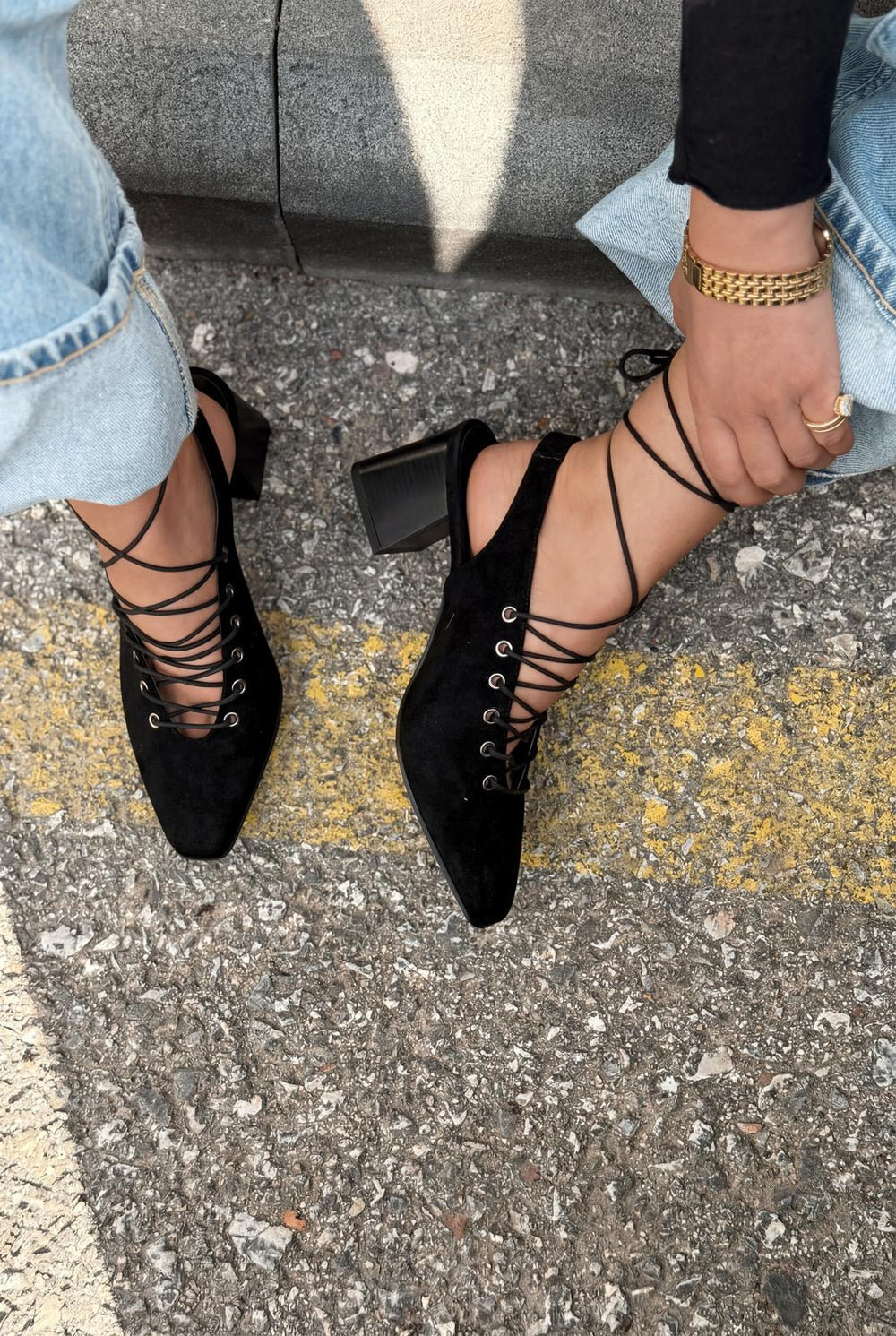 Yorella Siyah Süet Kadın Topuklu Ayakkabı - ILOVESHOES