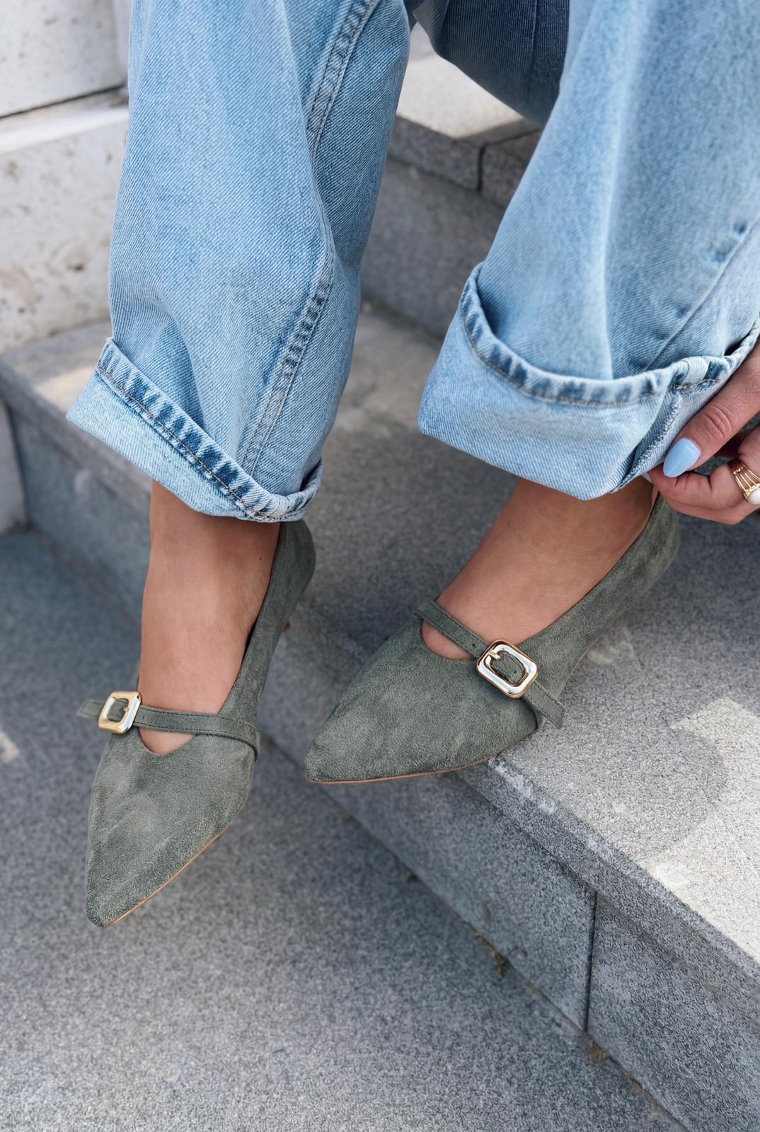 Karden Hakiki Deri Kadın Haki Süet Kadın Stiletto - ILOVESHOES