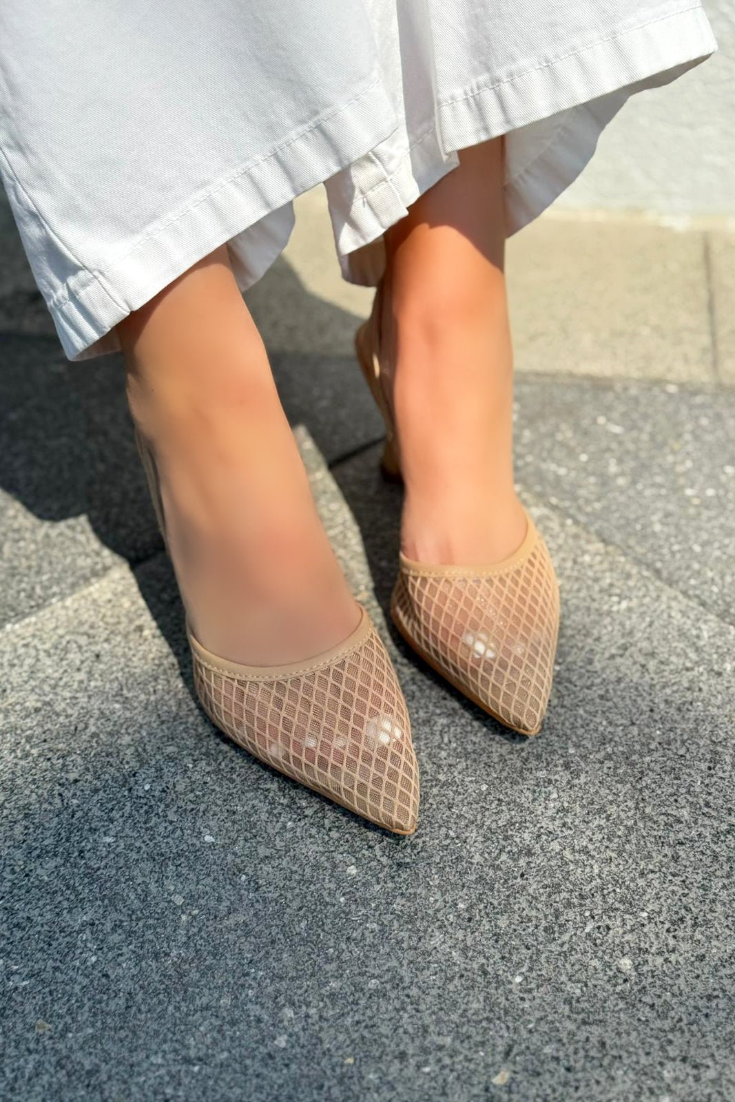Vasrend Saten File Detaylı Stiletto Nude - ILOVESHOES