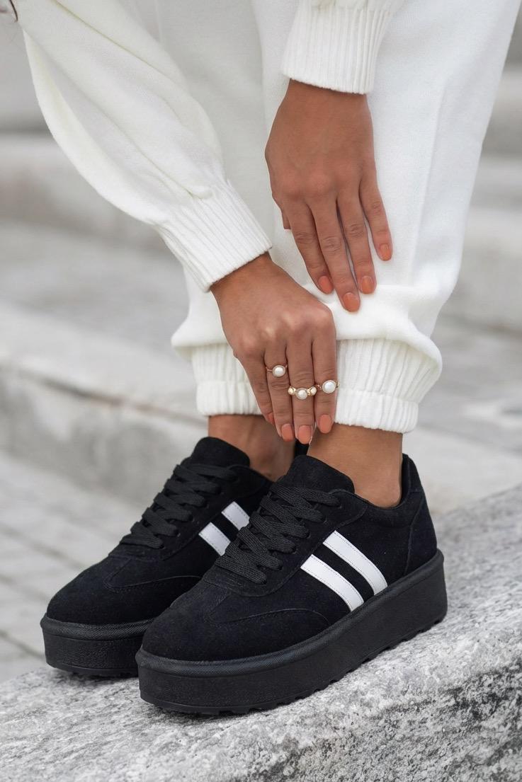 Vireo Kadın Spor Ayakkabı Siyah Süet - ILOVESHOES