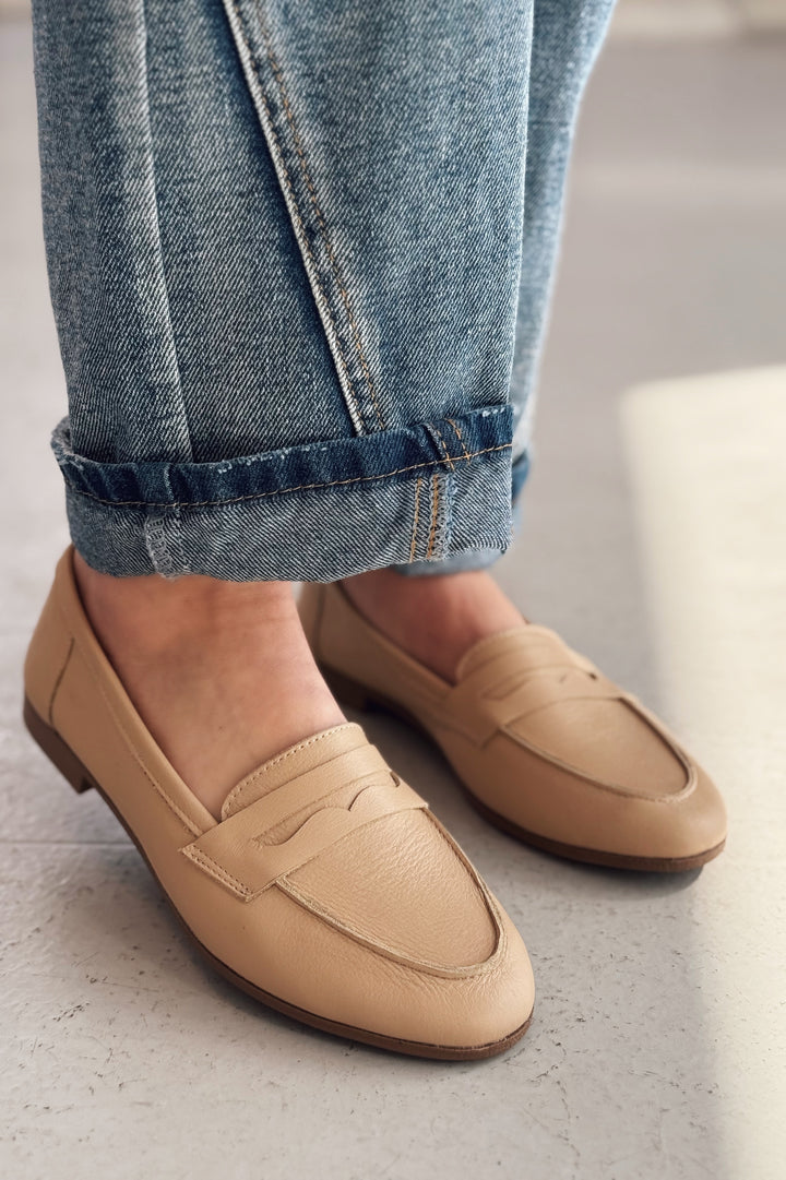 Lemor Hakiki Deri Kadın Loafer Bej
