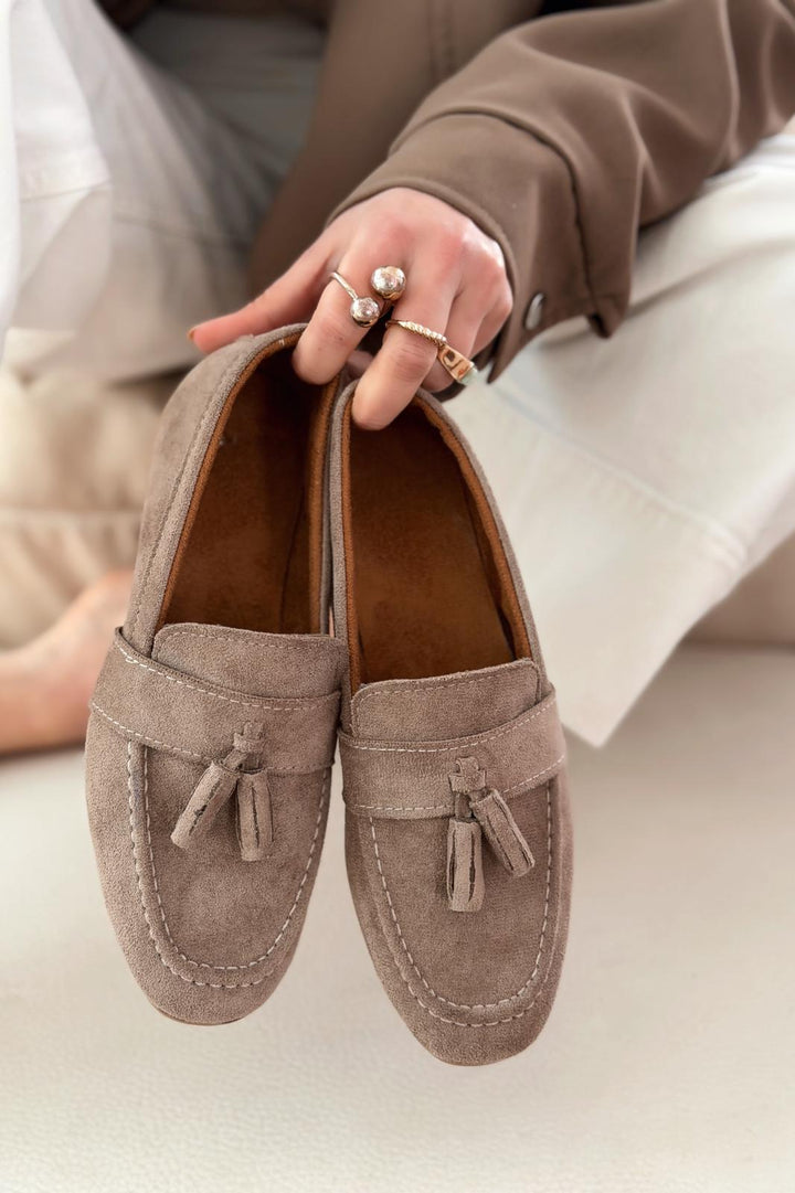 Olena Kadın Loafer Vİzon Süet - ILOVESHOES