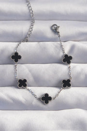 ILS - 1023 Kadın Baby Boy Bileklik Gümüş - Siyah Çelik Yoncalı - ILOVESHOES