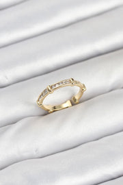 ILS - 1010 Kadın Yüzük Gold Pirinç Zirkon Taşlı - ILOVESHOES