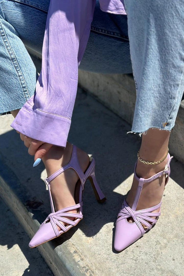 Sonedra Rugan Çapraz Bant Detaylı Stiletto Lila
