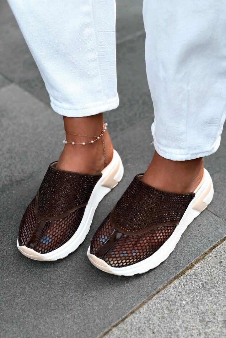 Selrin Kadın Spor Terlik Acıkahve - ILOVESHOES