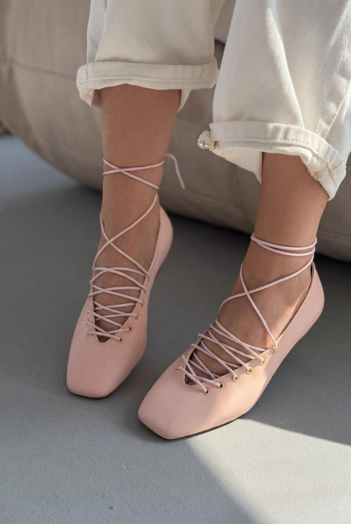 Sernis Pudra Mat Deri Kadın Topuklu Ayakkabı - ILOVESHOES