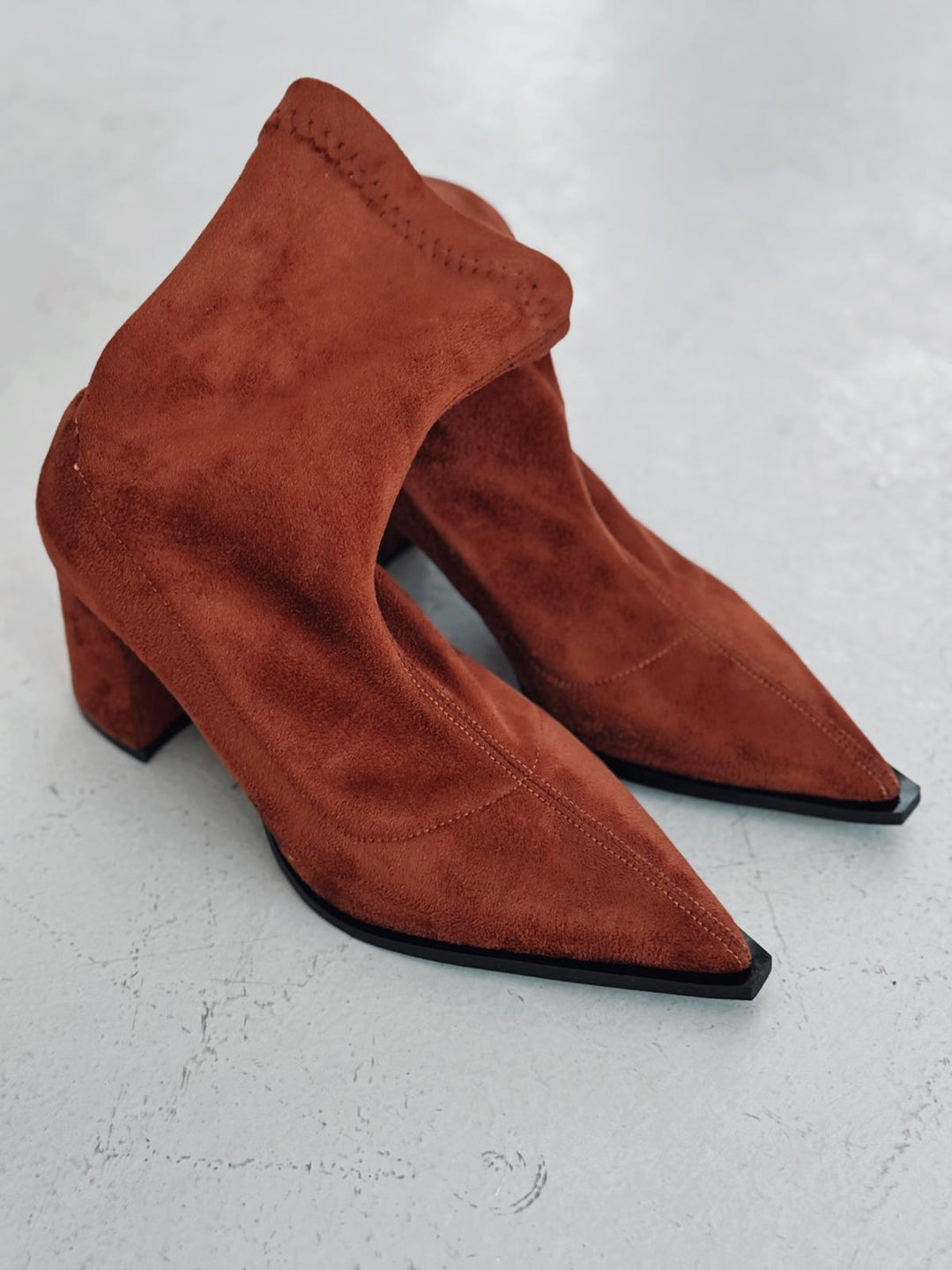 Caryne Kadın Topuklu Streç Bot Taba Süet - ILOVESHOES