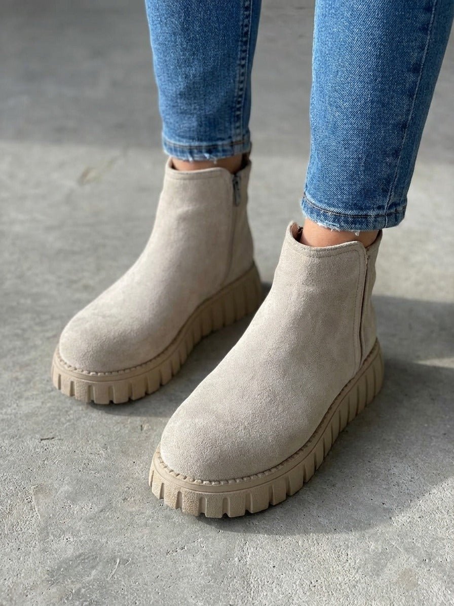 Velarise Kadın Bot Bej Süet - ILOVESHOES