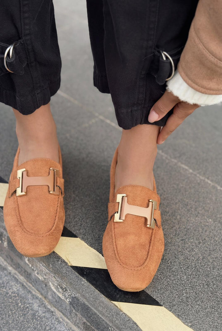Elara Kadın Loafer Taba Süet - ILOVESHOES