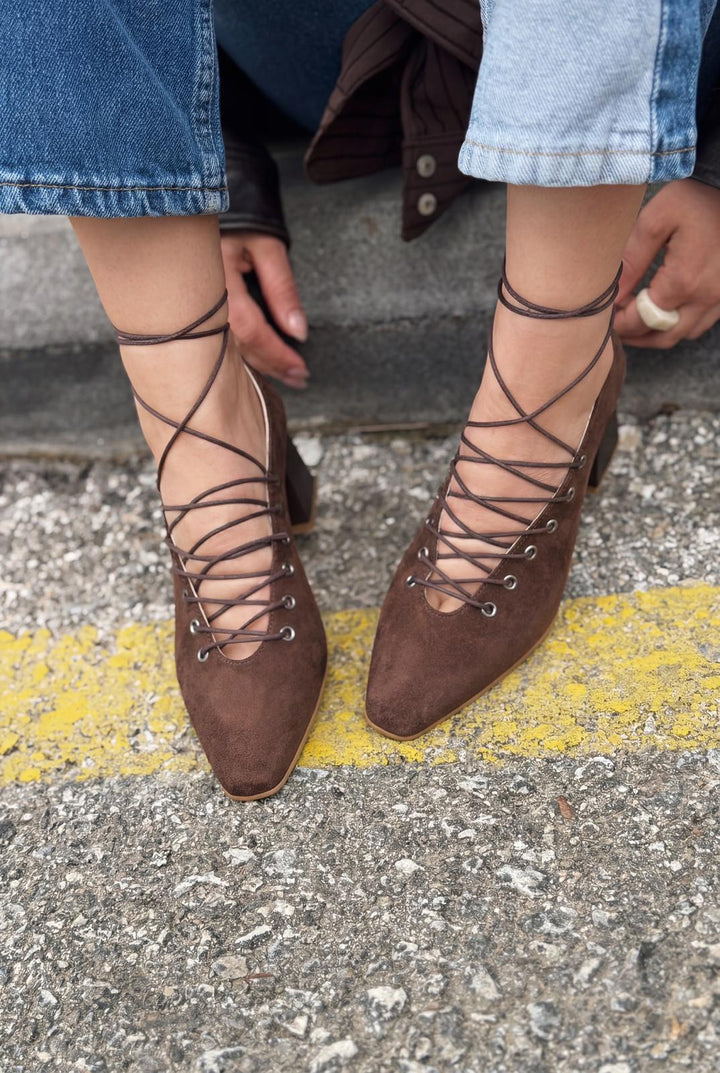 Temora Topuklu Ayakkabı Acıkahve Süet - ILOVESHOES