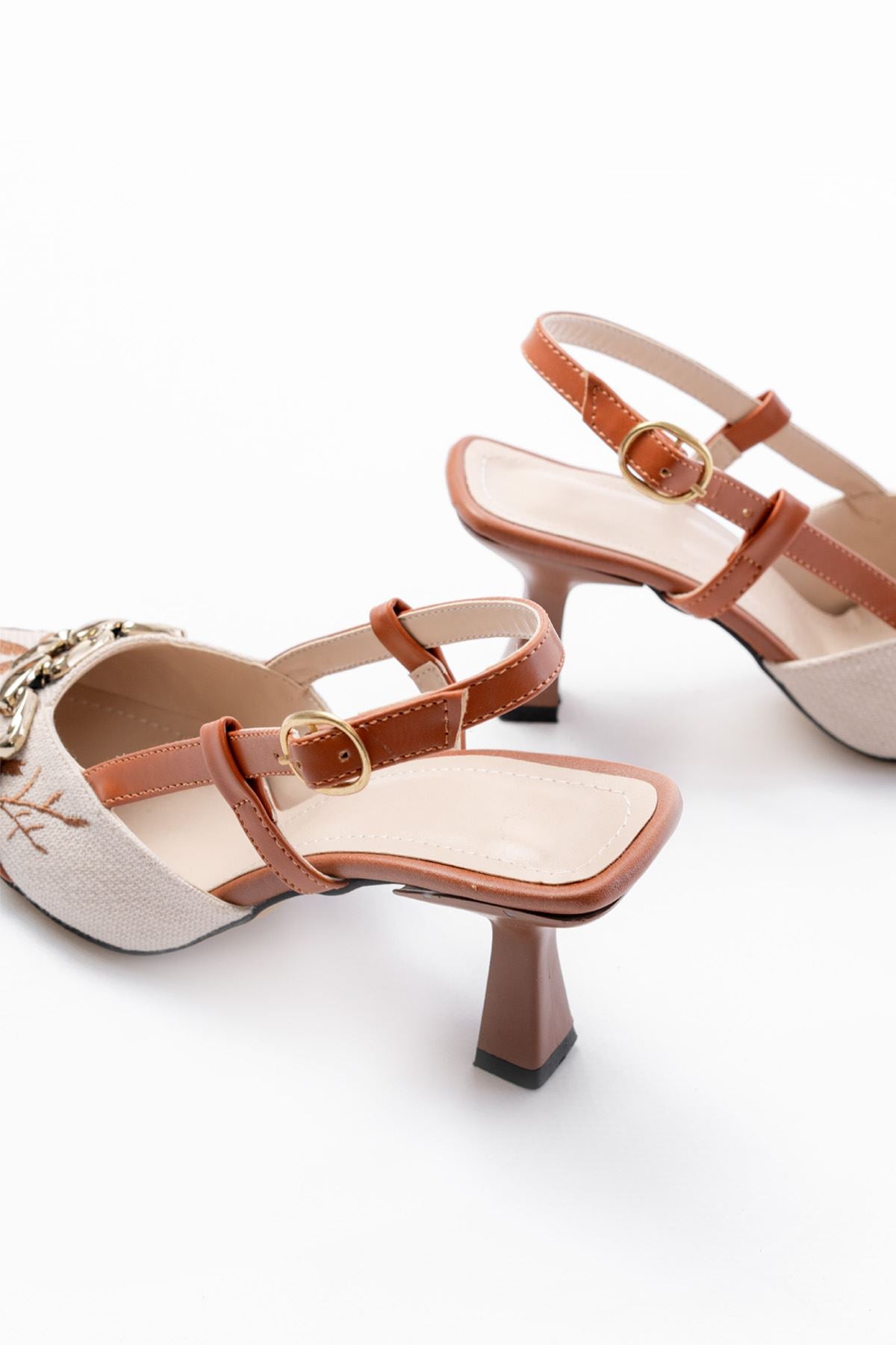 Velosia Taba Keten Günlük Topuklu Kadın Ayakkabı - ILOVESHOES