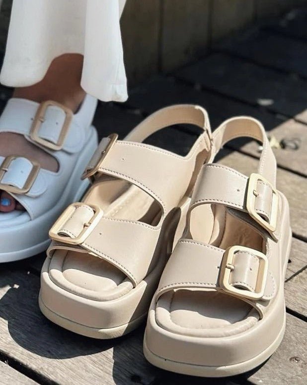Torens Mat Deri Toka Detaylı Sandalet Nude - ILOVESHOES