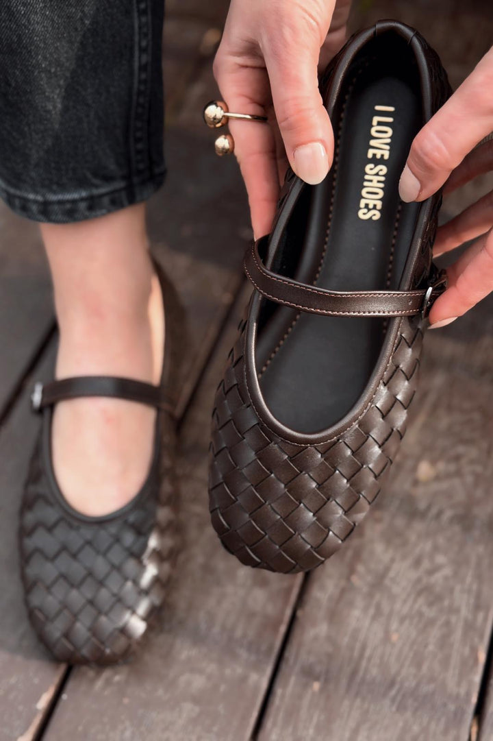 Roselle Kadın Babet Acıkahve Mat Deri - ILOVESHOES