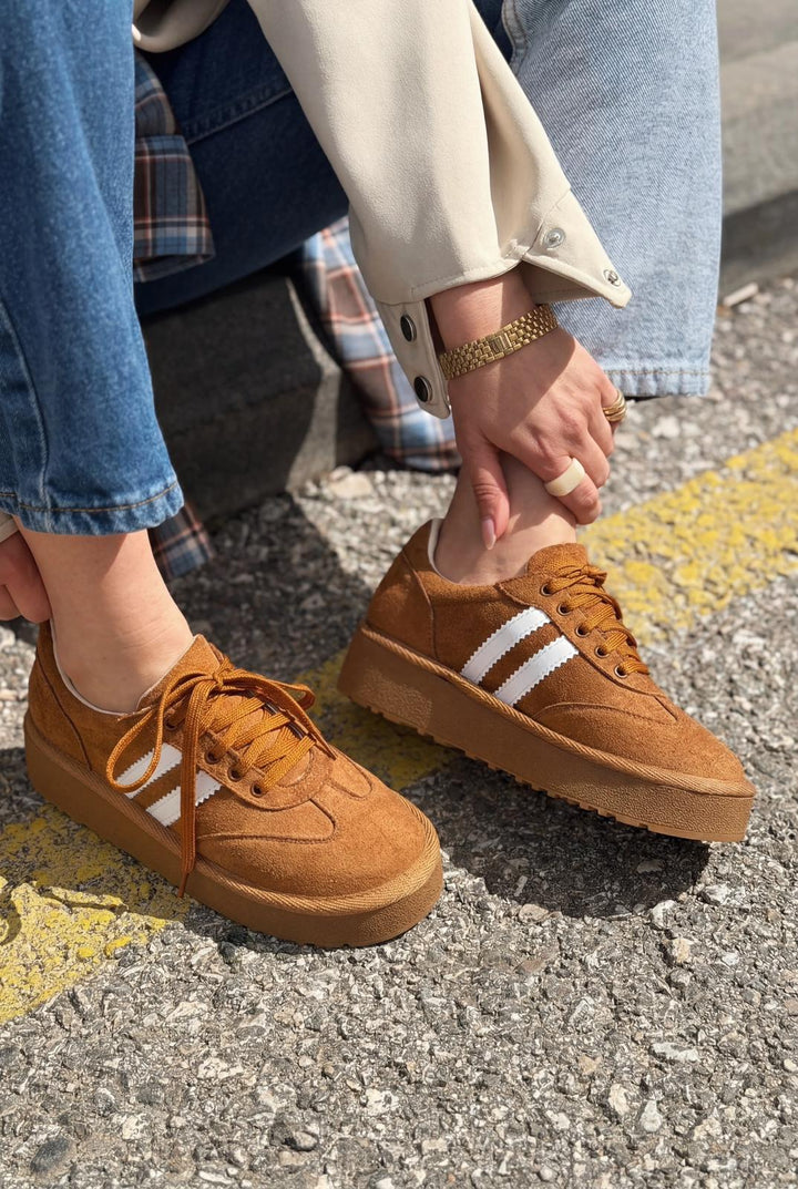 Vireo Kadın Spor Ayakkabı Taba Süet - ILOVESHOES