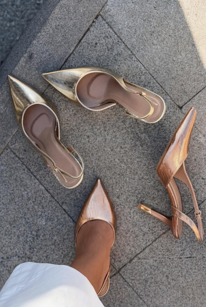 Soriel Stiletto Bronz Parlak Deri - ILOVESHOES