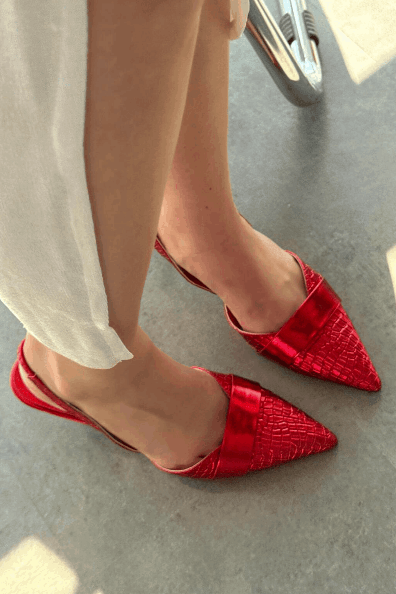 Midans Parlak Deri Kısa Topuklu Stiletto Kırmızı - ILOVESHOES