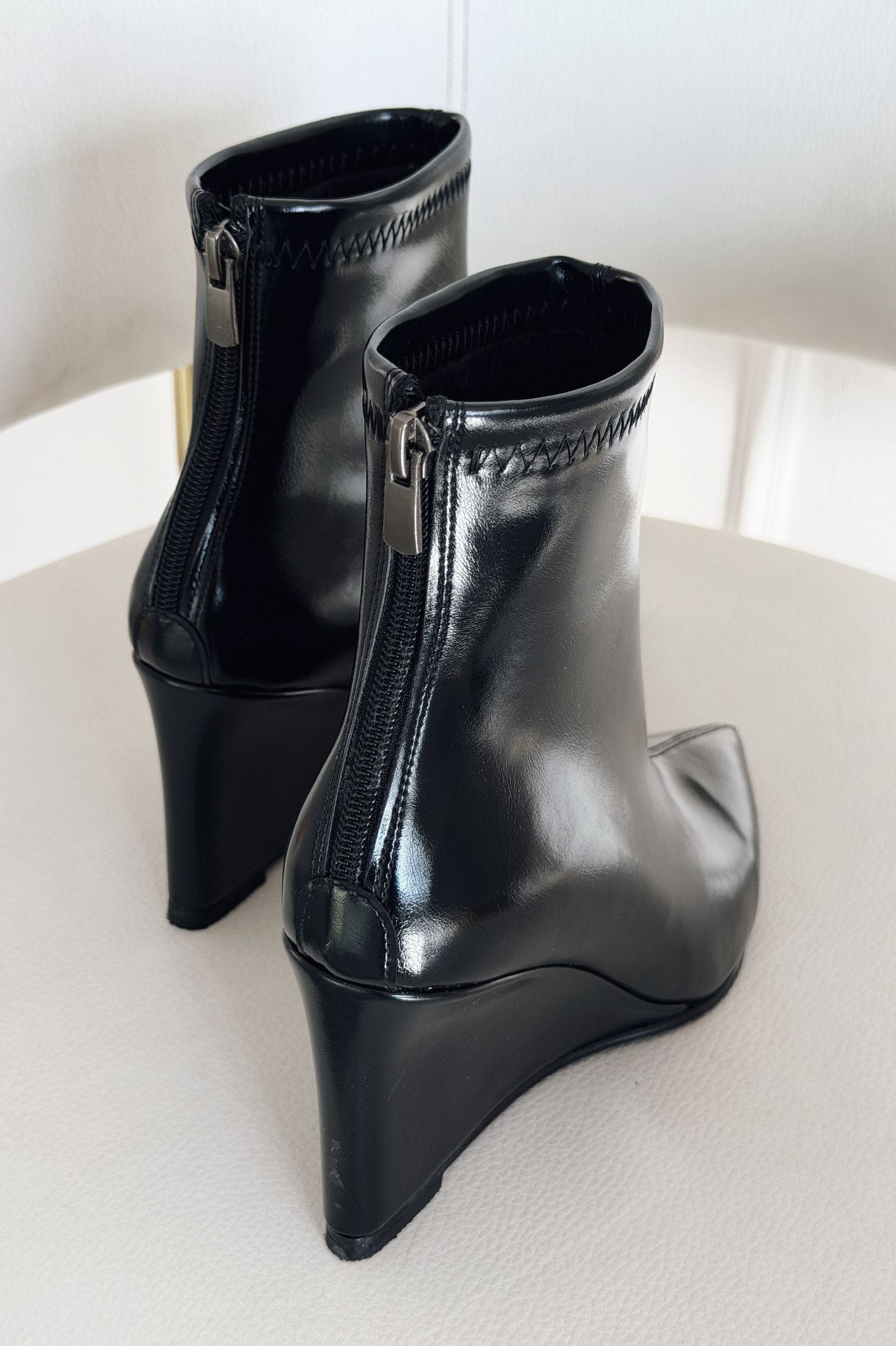 Valoti Kadın Dolgu Topuklu Bot Siyah Mat Deri - ILOVESHOES