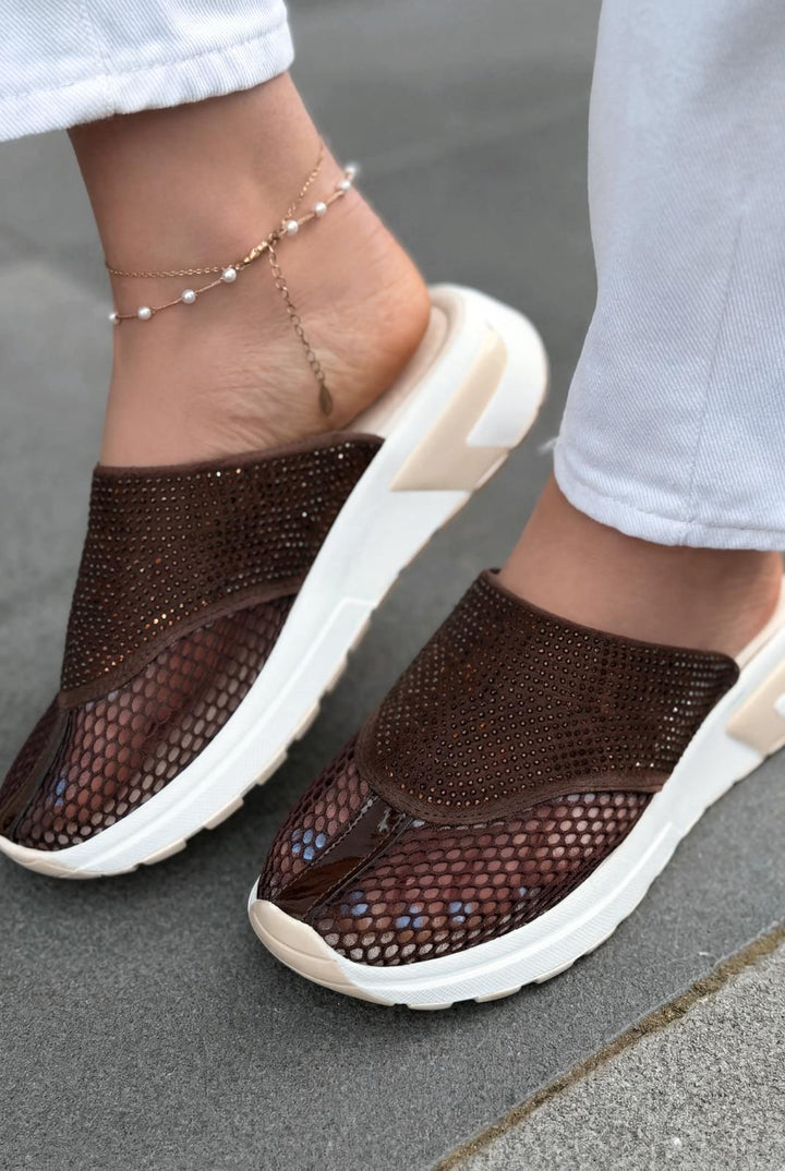 Selrin Kadın Spor Terlik Acıkahve - ILOVESHOES