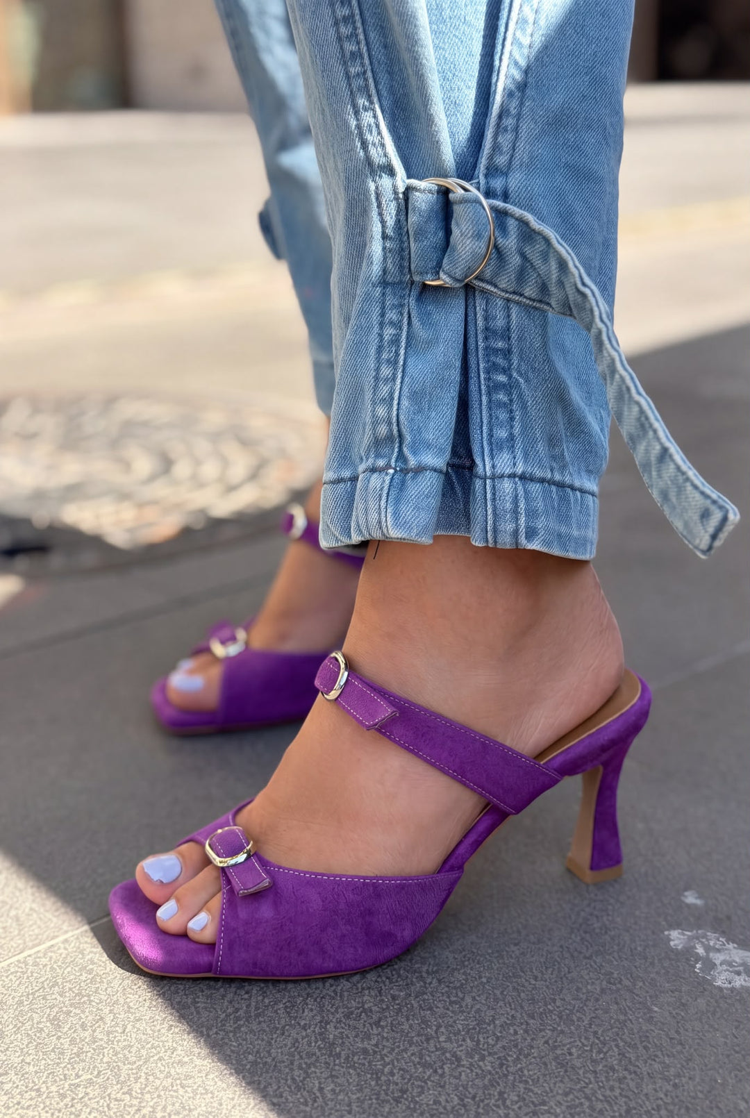 Marise Mor Hakiki Süet Kadın Topuklu Terlik - ILOVESHOES