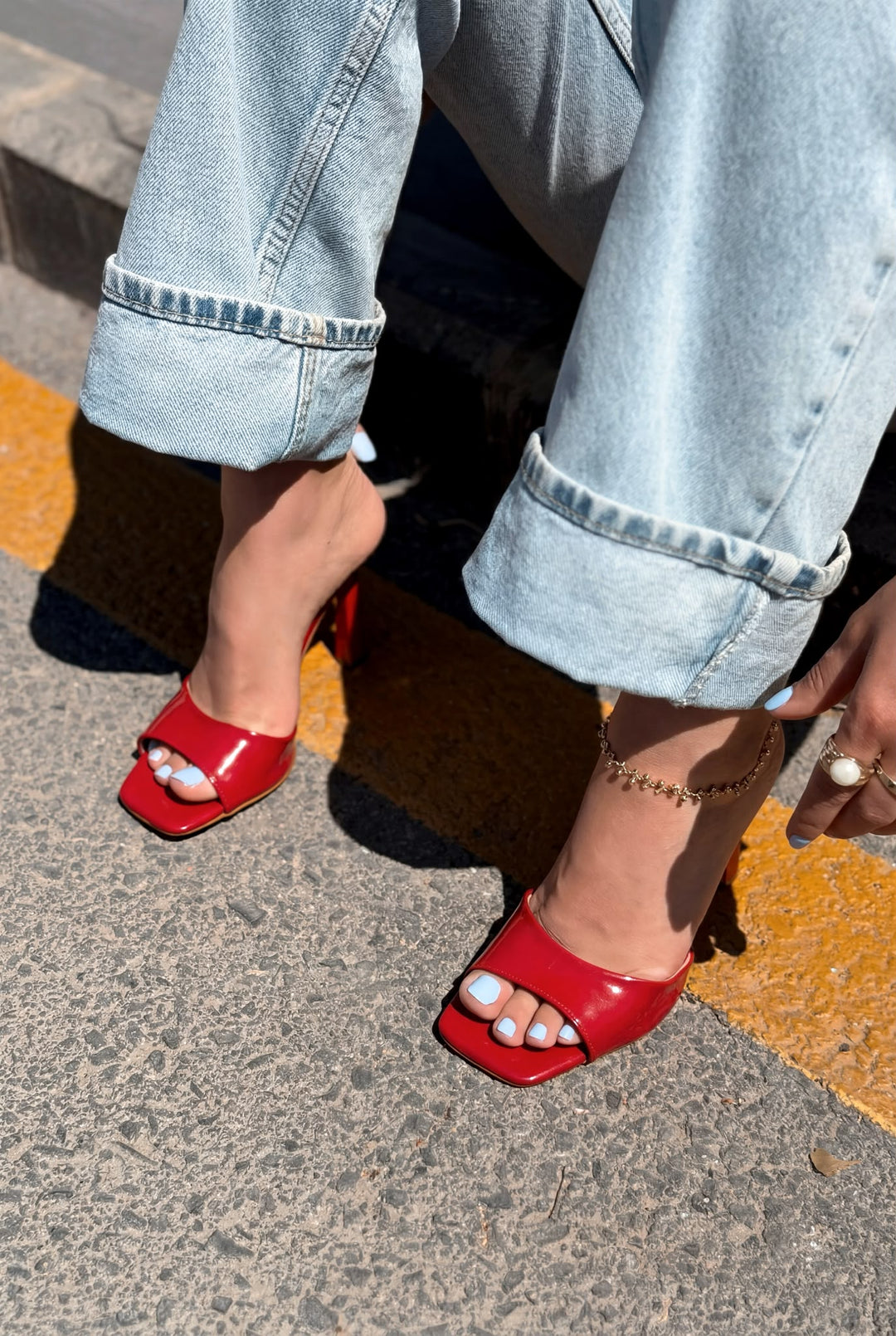Sorel Kırmızı Rugan Kadın Topuklu Terlik - ILOVESHOES