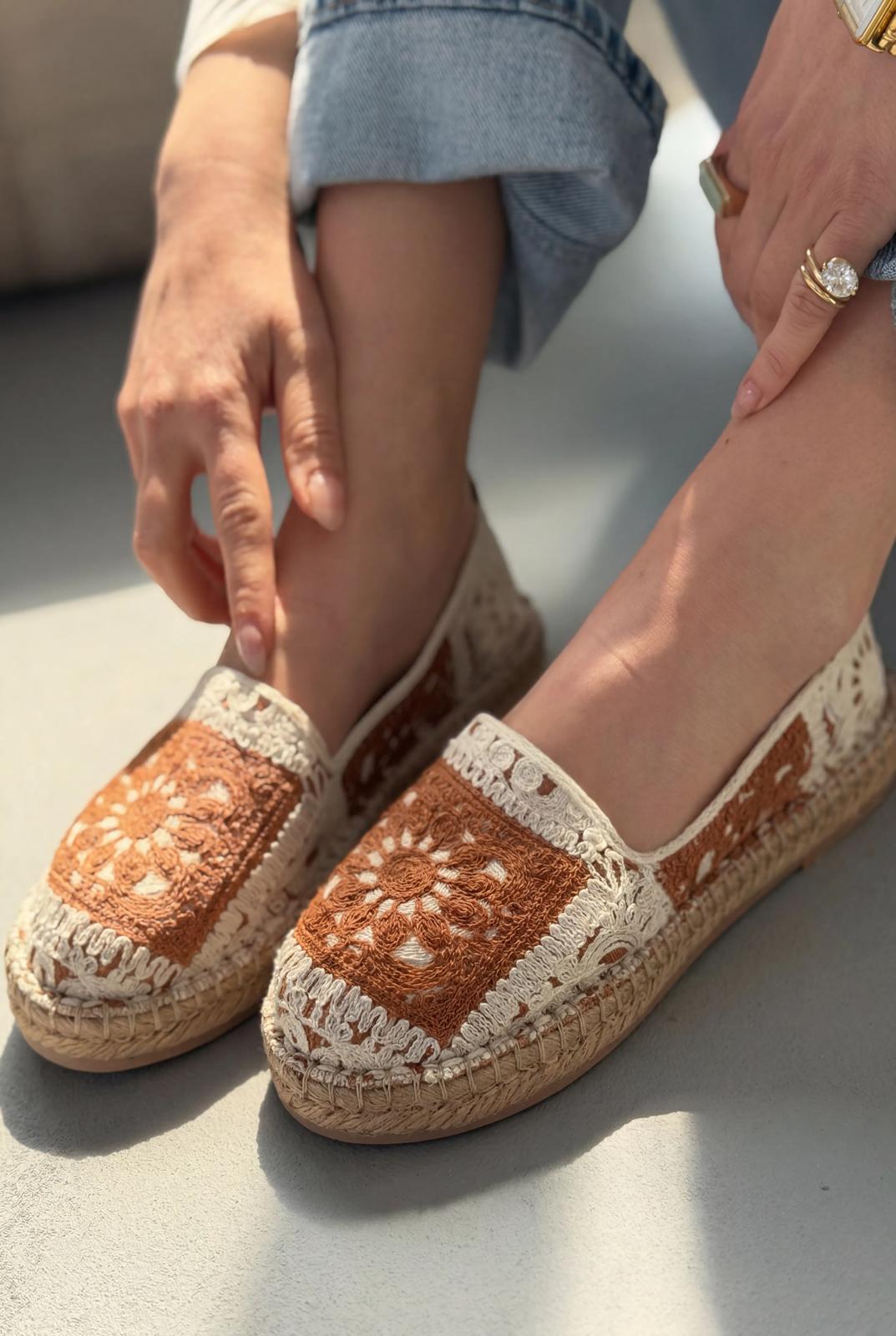 Linera Taba Kadın Espadril Loafer - ILOVESHOES