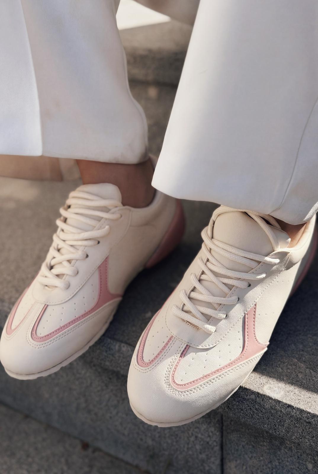 Rosven Pembe Mat Deri Kadın Spor Ayakkabı - ILOVESHOES