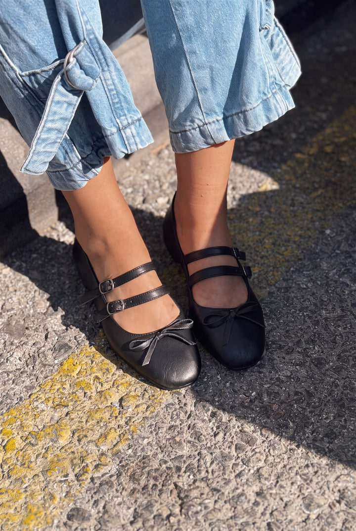 Lovia Siyah Mat Hakiki Deri Kadın Babet - ILOVESHOES