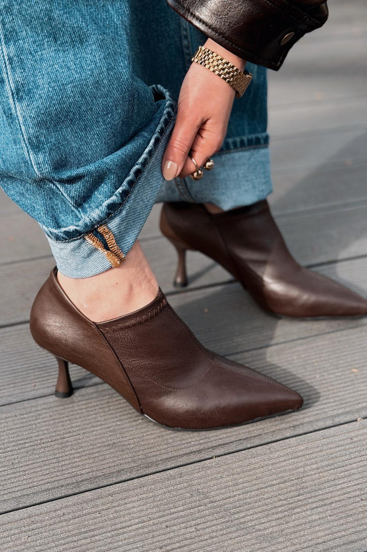 Olia Topuklu Ayakkabı Acıkahve Mat Deri - ILOVESHOES