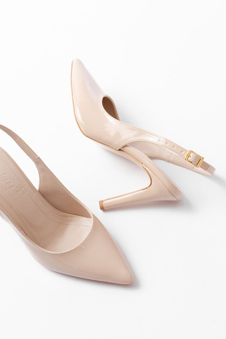 Aliwra Rugan Bej Yüksek Topuklu Kadın Ayakkabı - ILOVESHOES