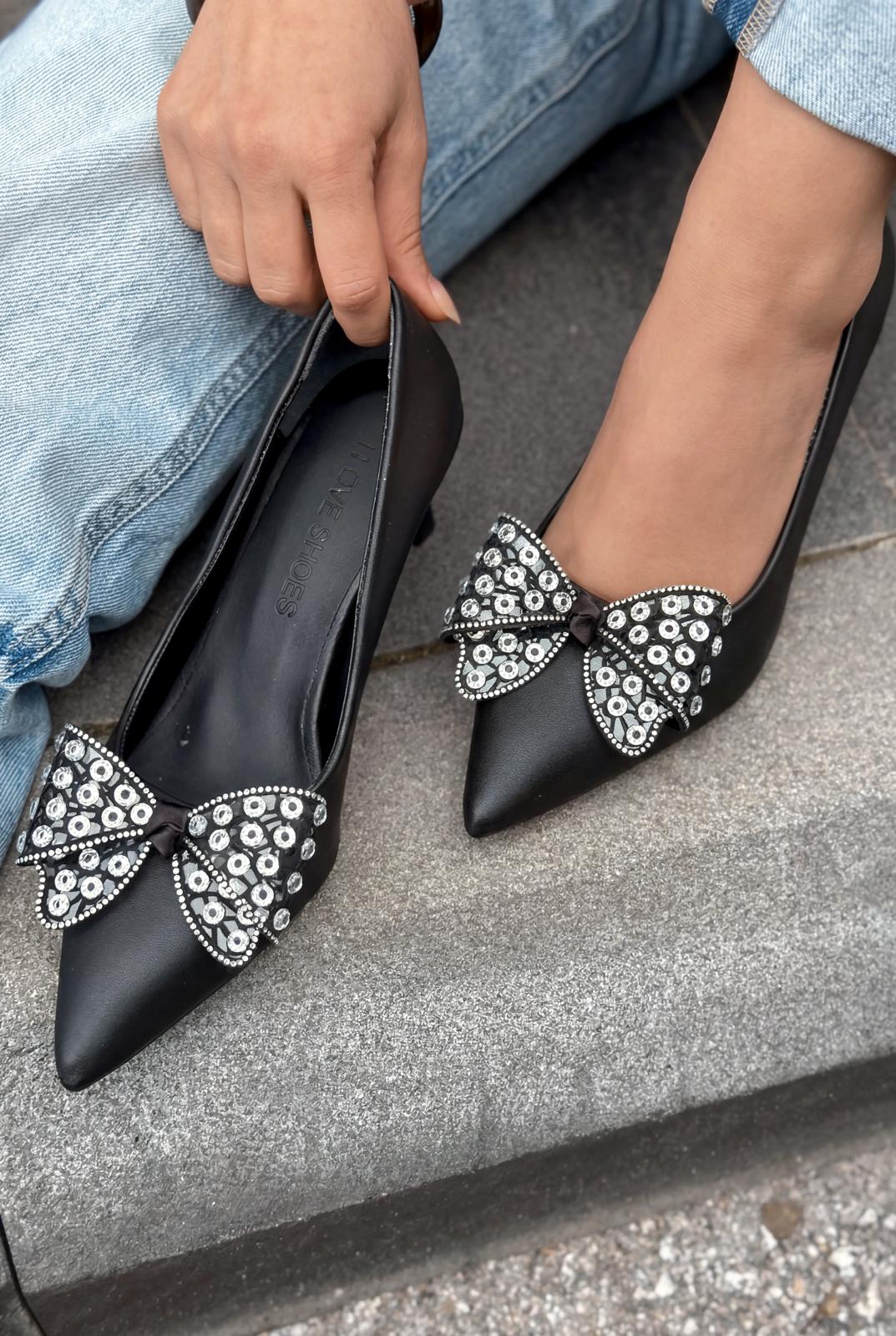 Sorexa Siyah Mat Deri Kadın Stiletto - ILOVESHOES