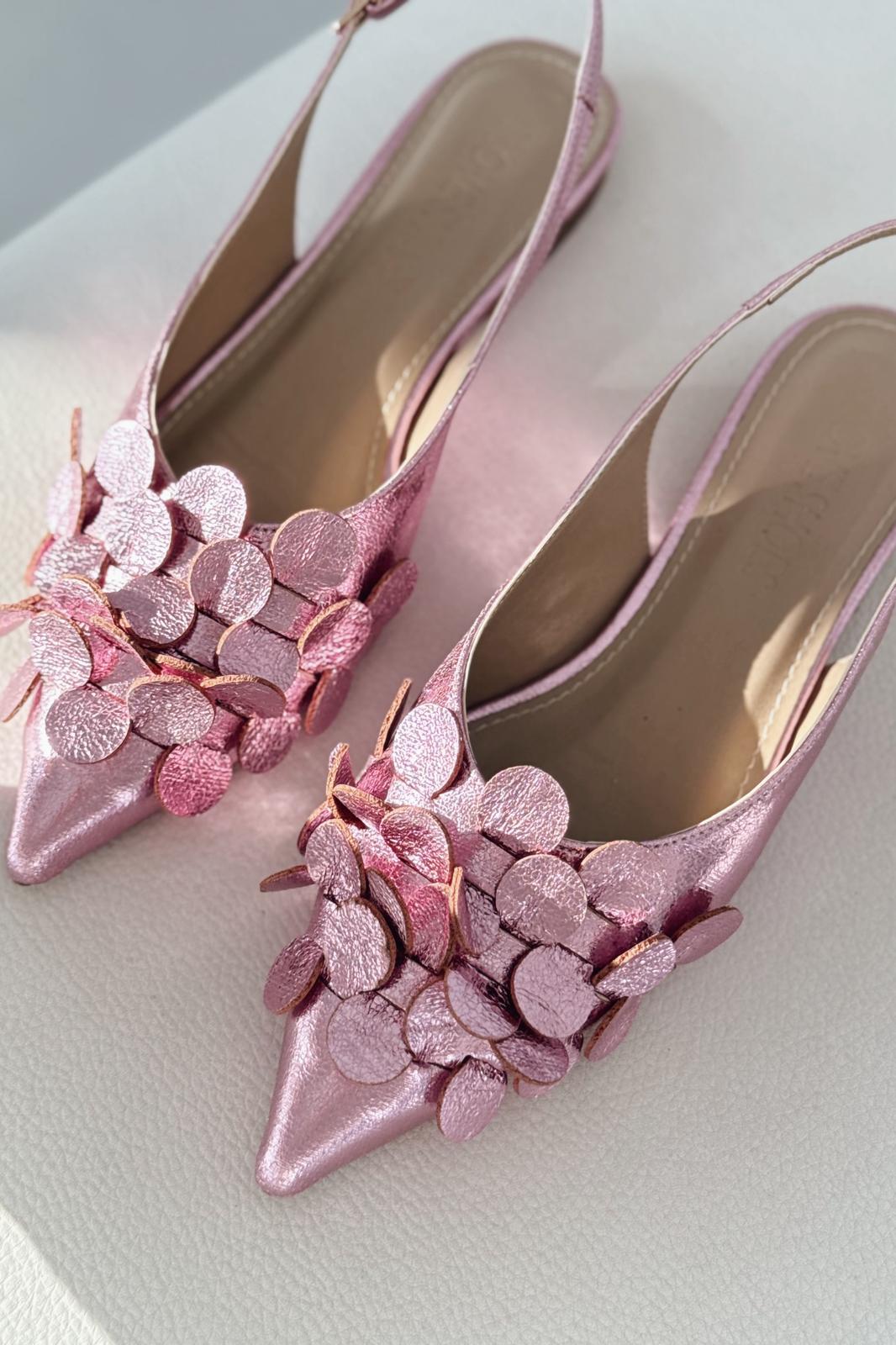 Monira Parlak Deri Fuşya Aplike Detaylı Babet - ILOVESHOES