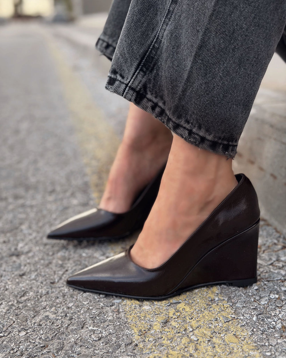 Mariel Dolgu Topuklu Stiletto Acıkahve Mat Deri - ILOVESHOES