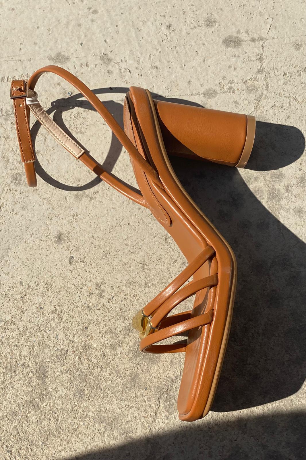 Volana Mat Deri Taba Topuklu Ayakkabı - ILOVESHOES