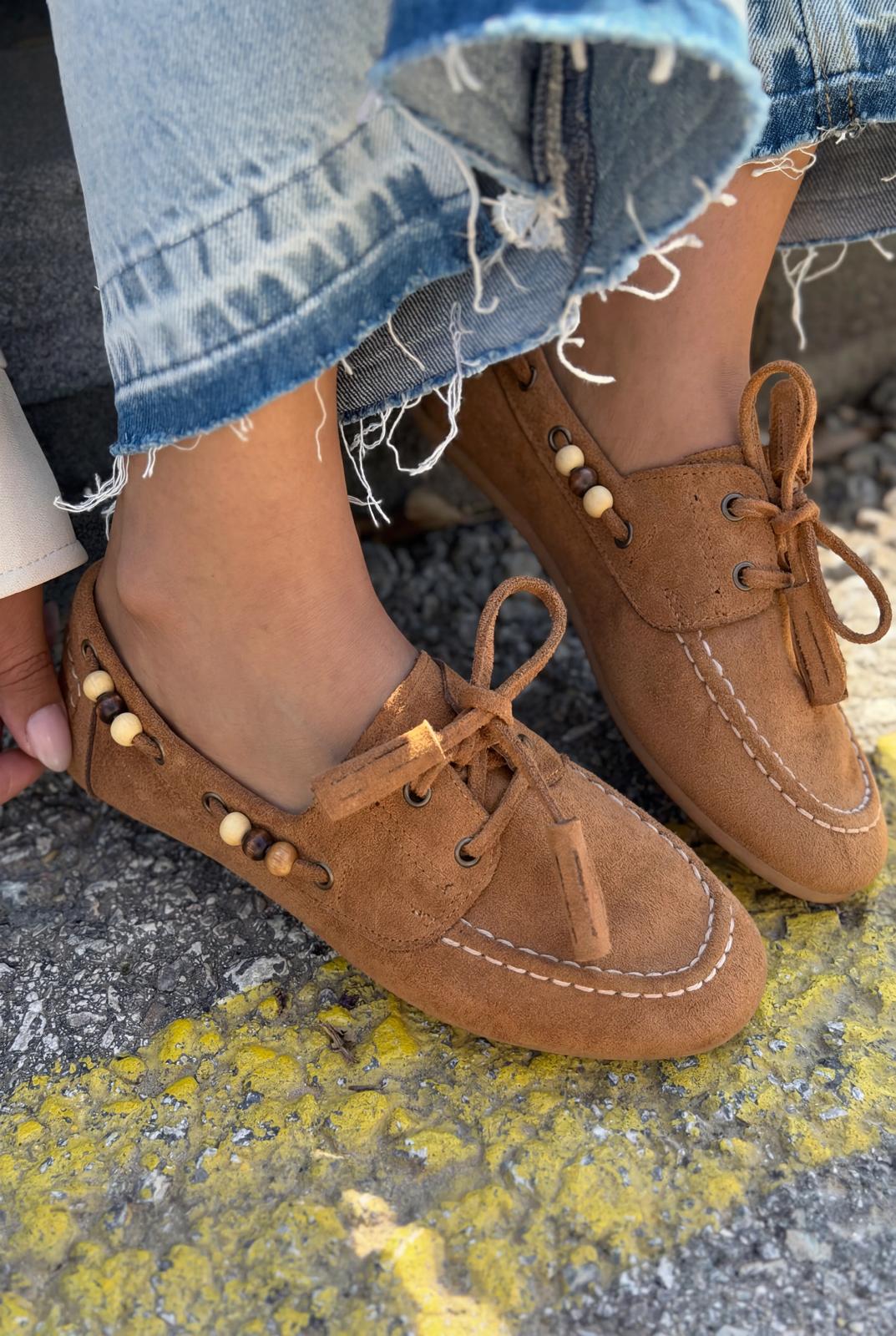 Brion Kadın Oxford Ayakkabı Taba Süet - ILOVESHOES