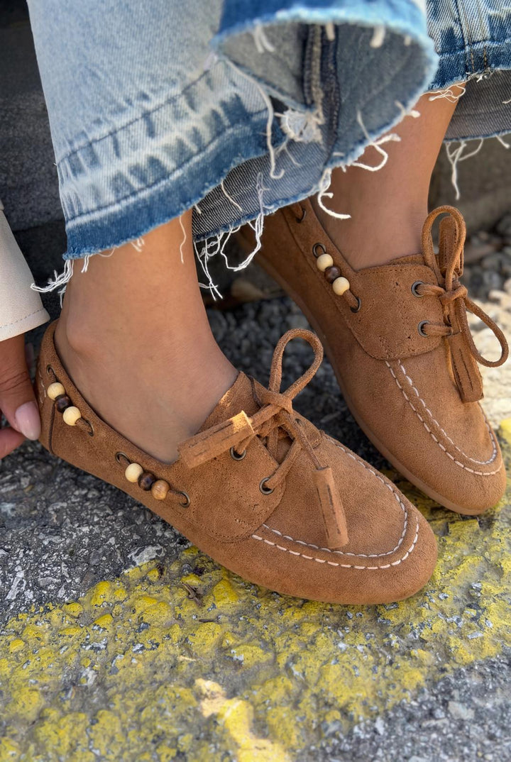 Brion Kadın Oxford Ayakkabı Taba Süet - ILOVESHOES