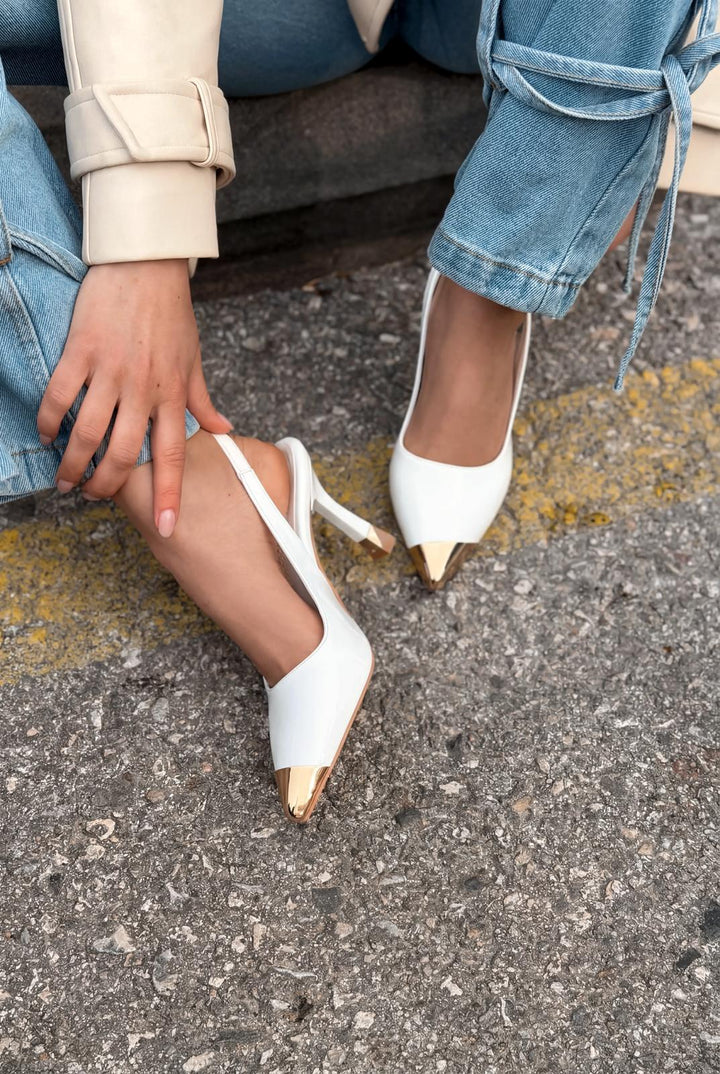 Sarnok Stiletto Beyaz Rugan - ILOVESHOES