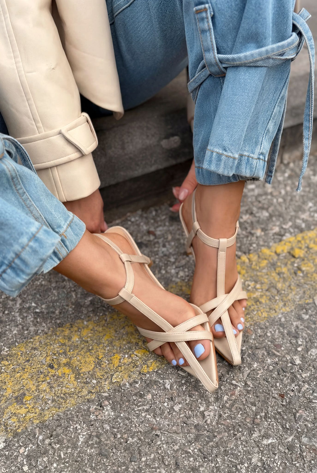 Morlen Nude Patent Leather Heeled Sandals