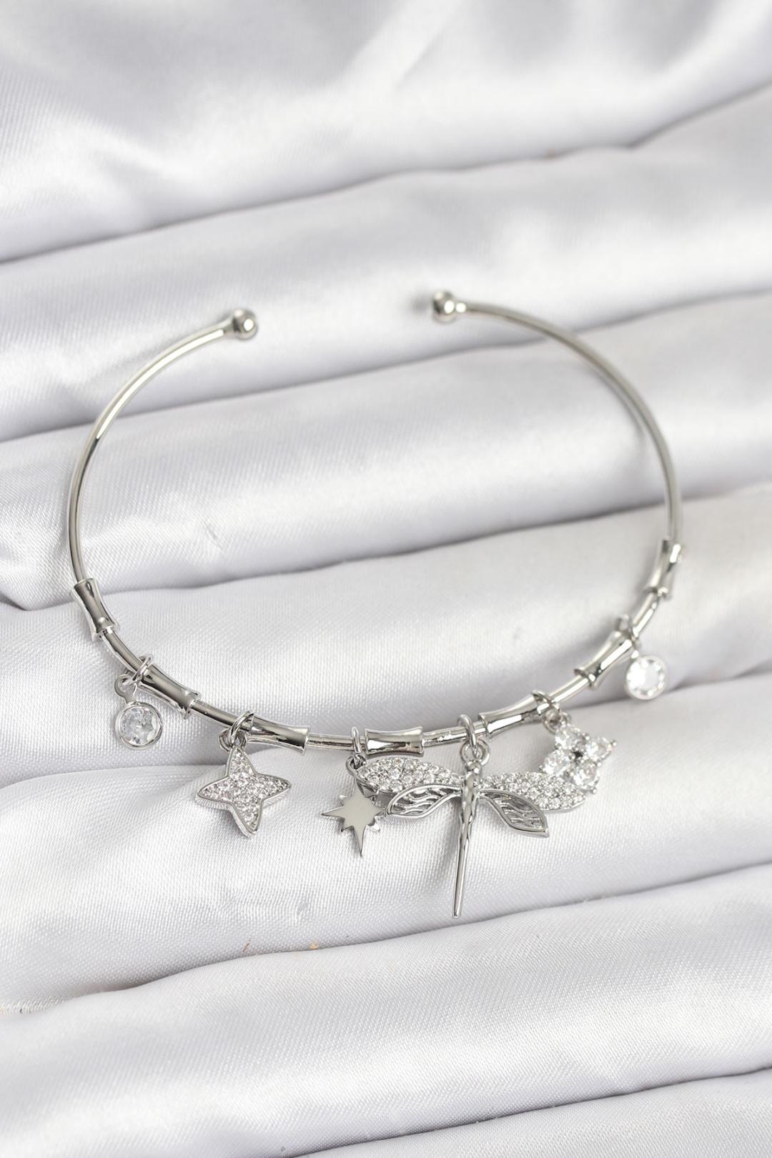 ILS - 1027 Kadın Bileklik Gümüş Pirinç Yusufçuk Charmlı - ILOVESHOES