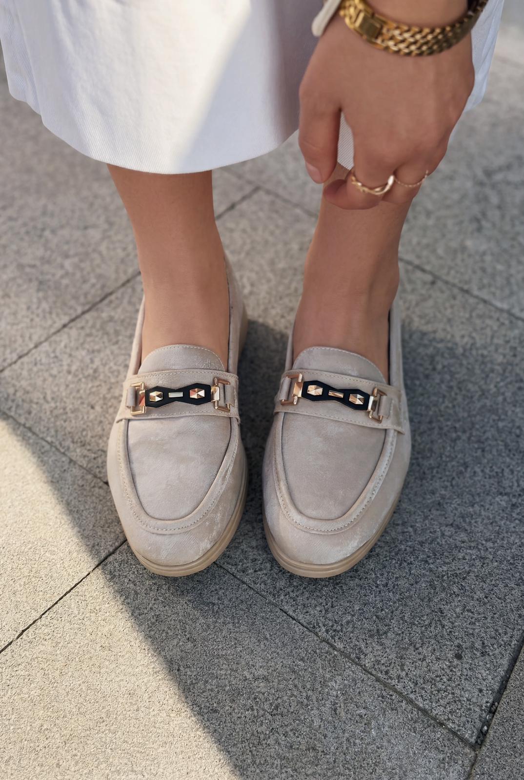 Torel Kadın Loafer Bej Saten - ILOVESHOES