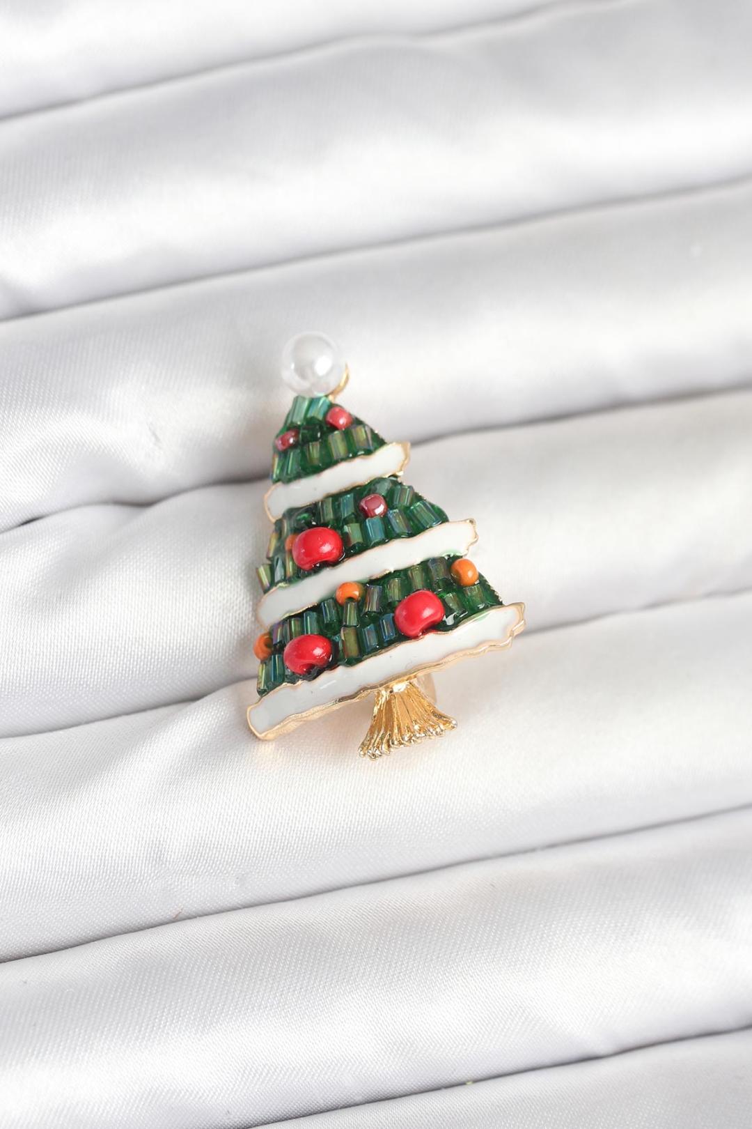 ILS - 1069 Kadın Broş Süslü Yılbaşı Ağacı - ILOVESHOES